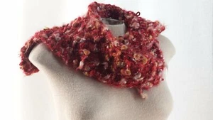 Bufanda silenciadora gruesa suave difusa esponjosa palomitas de maíz tejida en naranja profundo-rojo 60" A180 - Imagen 1 de 3