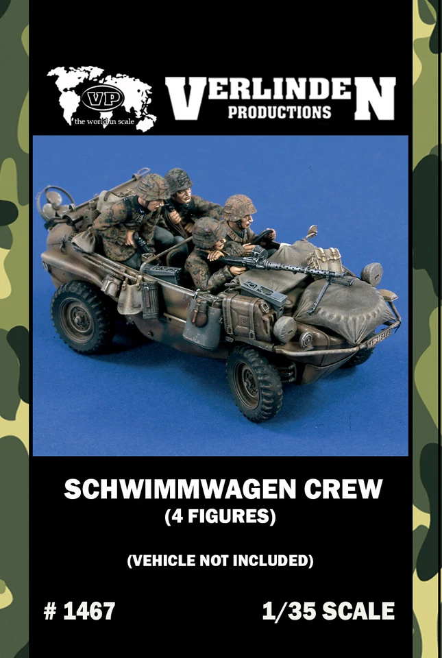 1/35 WWII Schwimmwagen Crew (4 Figures Kit/Set,no include Car) VERLINDEN #1467 - Image 1 of 2