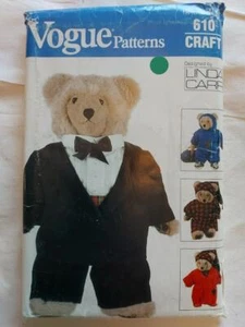 Ropa de oso vintage Vogue 610 para el "oso de moda" 3 patrones de atuendo - Imagen 1 de 2