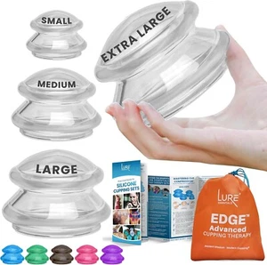Lure Essentials EDGE Set Terapia Coppettazione Silicone Kit Coppettazione per Massaggio CHIARO - Foto 1 di 7