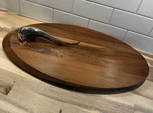 Nambe Swoop Acacia Wood Cheese Board W/ Stainless Steel Knife MSRP $99 EUC!! - Picture 1 of 9