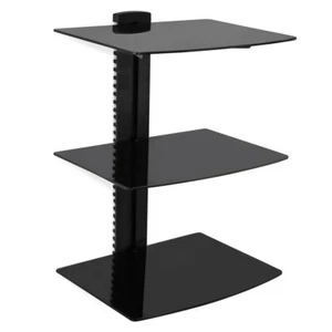 MegaMounts 3-Shelf Tempered Glass Multimedia Wall Mount for AV Components - Picture 1 of 3