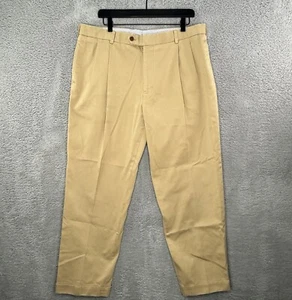 Brooks Brothers Men’s Pants 40x30 Madison Flat Front Dress Slacks Beige Cotton - Picture 1 of 17