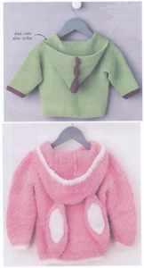 BABY'S DINOSAUR HOODIE & TODDLER/CHILD'S RABBIT HOODIE JUMPER~MAGAZINE EXTRACTS - Picture 1 of 3