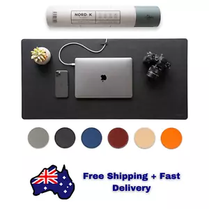 Nordik Leather Desk Mat Cable Organiser Premium Felt Vegan Leather Nonslip Large - Picture 1 of 12