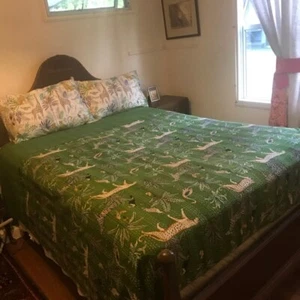 60X90" Twin size Bedspread Reversible Jungle Kantha Quilt Cotton Bed cover - Picture 1 of 2