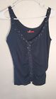 Y2k Tapemeasure Womens S Lightweight Casual Black With Beads Tank Top