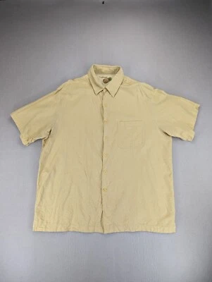 Camisa Caribeña Para Hombre XXL Amarilla Seda Piña Manga Corta Abotonada Hawaiana Foto 1 de 4