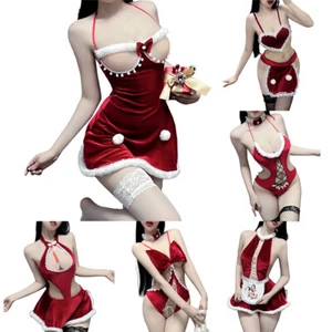 Mujer Ropa de dormir Chemise Lencería Tanga Body Disfraz Elegante Vestido de Santa Rojo - Imagen 1 de 61