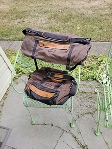Duluth Trading Co Garment Bag Canvas Leather Trim Excellent Condition 2 Piece - Picture 1 of 11