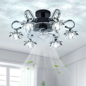 22 Inch Fandelier Ceiling Fan with Light, Crystal Chandelier Ceiling Fan with Li - Picture 1 of 9