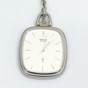 M9A SEIKO Pocket Watch 2621 5190 973636 Men s White Silver Watch 3 Hands Quartz - Picture 1 of 3