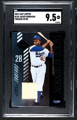 Camiseta 2003 Leaf Limited Jackie Robinson Game Worn SGC 9.5 Threads /50 Dodgers - Imagem 1 de 2