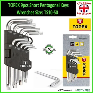 Llaves pentagonales cortas profesionales TOPEX 9 piezas tamaño: TS10-50 - Imagen 1 de 1