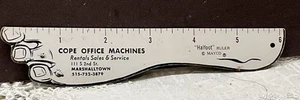 Vtg Advertising Ruler Metal "Half Foot" Cope Office Machines Marshalltown, Iowa - Picture 1 of 3