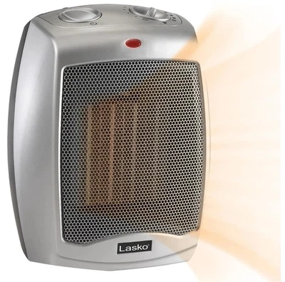 Lasko 1500W 9,2 pulgadas Calentador de espacio eléctrico de mesa gris de cerámica Foto 1 de 4