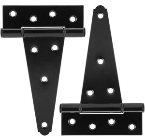 NEW Hillmaster 6 Inch Black Steel Heavy Duty Shed Gate Barn Door T-strap Hinges - Picture 1 of 8