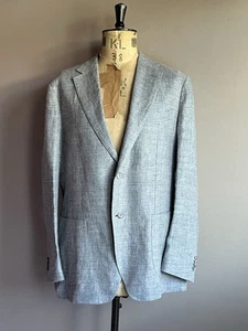 Blazer Suit Supply Para Hombre Talla 44R Gris 100% Lino Parche Habana Angelico - Imagen 1 de 14