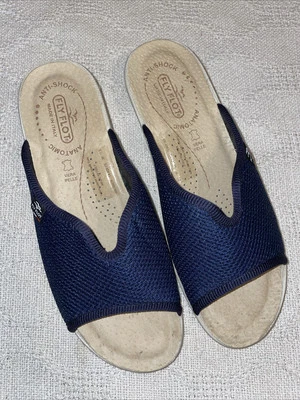 Fly Flot Italia Toboganes Confort Para Mujer Talla 38 EE. UU. 7 M Azul Marino Tela Crucero Foto 1 de 4