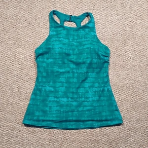 Athleta Maldives Tankini Oberteil 34B/C grün Batik Bügel hochgeschlossen Bademode - Bild 1 von 7