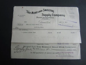 Altes 1901 MINE and SMELTER Supply - Billhead Document - Denver COLO Bassick Gold - Bild 1 von 2