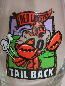 ADVERTISING  RED LOBSTER RESTAURANT TAIL BACK DRINKING GLASS  20 OZ. FOOTBALL - Bild 1 von 2