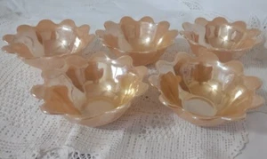 Set of Five Peach Lustre Flower Swirl Berry Bowls - Nice! - Imagen 1 de 6