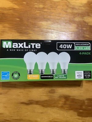 Light Bulb 4Pack 40 Watt Equivalent 5.5 Watt LED Hours Dimmable Soft - Image 1 of 2