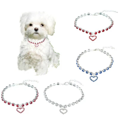 Allacki Artifical Rhinestones Necklace for Small Dogs Cats Pet Necklace Jewelry - Image 1 of 4