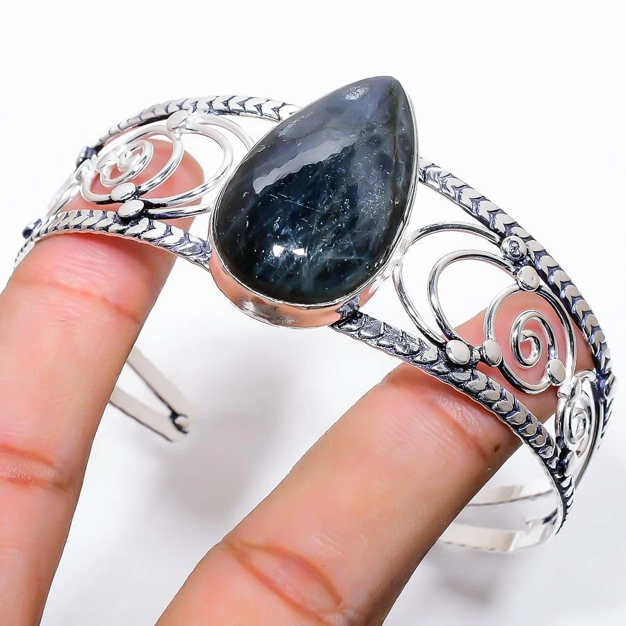 Bracciale in argento sterling 925 fatto a mano con pietre preziose di labrado... - Immagine 1 di 1