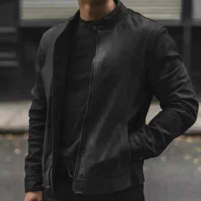 New Men's Black Suede Leather Jacket 100% Real soft Lambskin Style Slim Fit  - Image 1 of 4