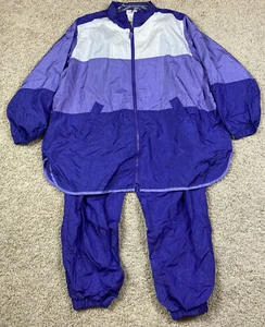 Vintage Roamans Windbreaker Track Full Zip Jacket & Pants Set Purple Size XL - Picture 1 of 8