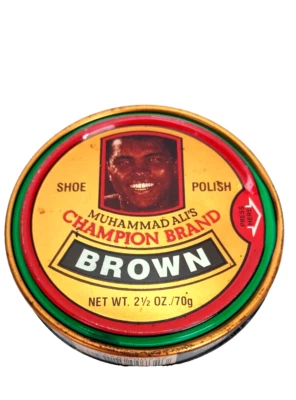 Muhammad Ali's Champion Brand Brown Shoe Polish Vintage 1980s Rare Collectable - Image 1 of 3