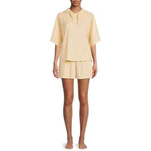 Secret Treasures Women's Yellow Sand Sleepwear Sleep Terry Shorty Set SZ M(8-10) - Picture 1 of 5