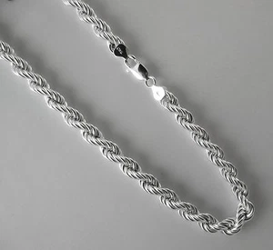 8mm Hollow Rope Chain Italian 925 Sterling Silver Necklace 18,20,22,24,30 Inch - Picture 1 of 1