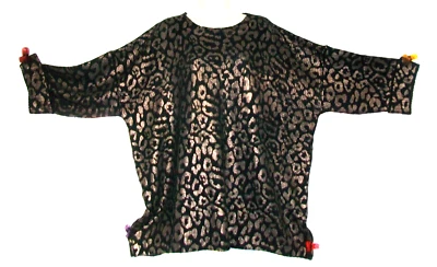 NUEVO CON ETIQUETAS JODIFL TALLA GRANDE OVERSIZE ORO ROSA METALIZADO NEGRO LEOPARDO SUÉTER Foto 1 de 4