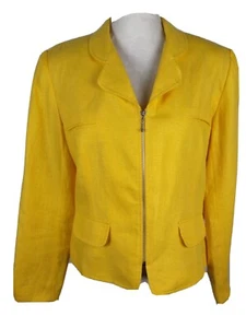 International Scene NWOT Womens Size 10 Yellow lt.weight zip linen Jacket R7 - Picture 1 of 12