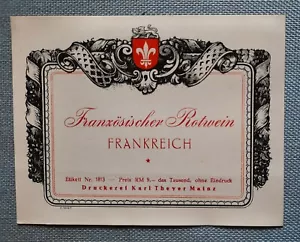 altes Flaschenetikett Etikett Französischer Rotwein Frankreich Theyer Mainz - Bild 1 von 2