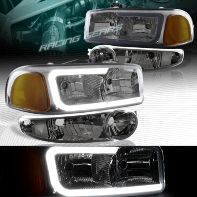 FAROS LED SMOKE DRL + PARACHOQUES CON LÁMPARA DE ÁMBAR APTO PARA 02-06 GMC SIERRA 1500 DENALI Foto 1 de 4