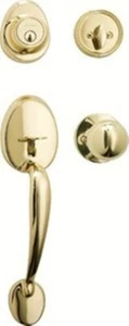 NEW Master Lock HDLBA0603 Single Cylinder Handleset w Interior Ball Knob, BRASS - Picture 1 of 7