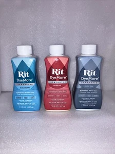 Rit Dye More Lot Of 3- Synthetic 7oz-Smoky Blue, Racing Red,Kentucky Sky Sealed - Picture 1 of 8
