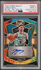 2020-21 Lamelo Ball Select Tie Dye Rookie Signatures Prizm Auto /25 PSA 9 RC SP