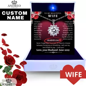 Wife CUSTOM Png Solitaire Necklace Gift from Husband Anniversary Gifts By ANDREO - Picture 1 of 12
