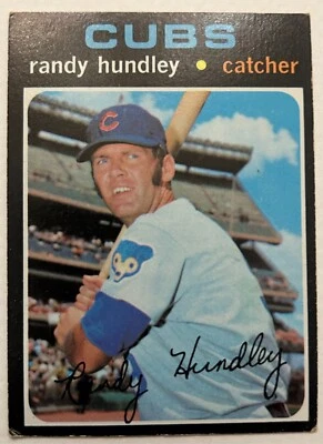 1971 Topps Baseball Chicago Cubs Randy Hundley Card #592. Card is Worn. + Bonus - Image 1 of 2