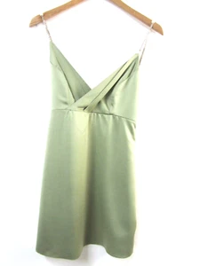 TOPSHOP Mini Dress ~ Size 8 ~ Diamante Straps ~ Green BNWT - Picture 1 of 9