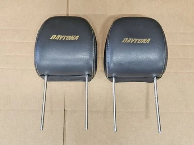 Dodge Charger Daytona 2006-2010 juego de reposacabezas delanteros de cuero negro con moldura amarilla OEM Foto 1 de 4