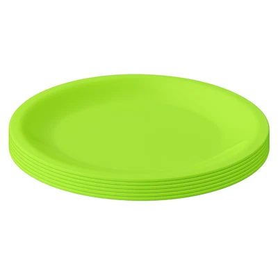 ENGELLAND 6 x Mehrweg Kunststoff-Teller Flach Plastikteller Picknick Hellgrün