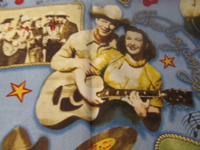 2 yards x 44" Quilting Sewing Fabric Roy Rogers Ginger evens Cowboy Guitar - Image 1 of 4