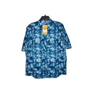 LL Bean Mens Tropicwear Shirt Short Sleeve button Deepwater Blue SZ L UPF 50+ - Picture 1 of 22