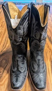 EUC Corral MGI905 Women’s Black Distressed Tooled Leather Western Boots; Sz 6.5M - Picture 1 of 12